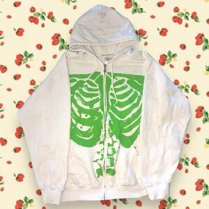 Urban Outfitters White/Green Skeleton Hoodie